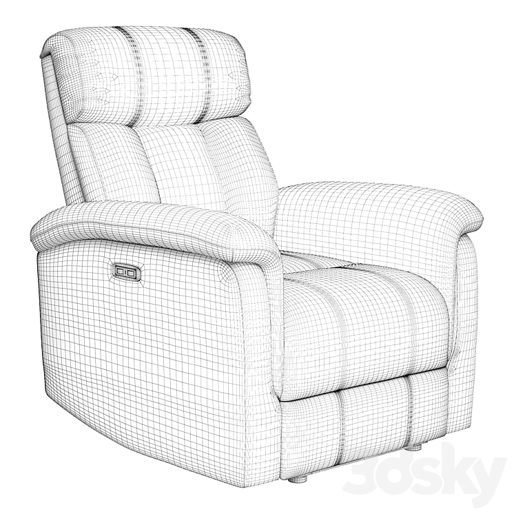 Recliner Navy Leather 3DS Max Model - thumbnail 2