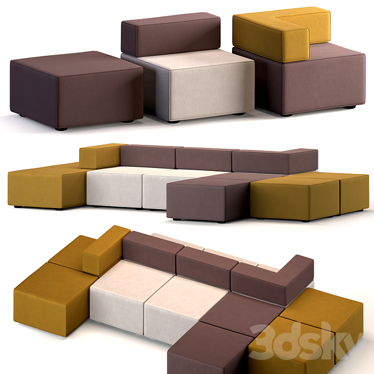 Modular sofa upholstered furniture 3DS Max - thumbnail 1