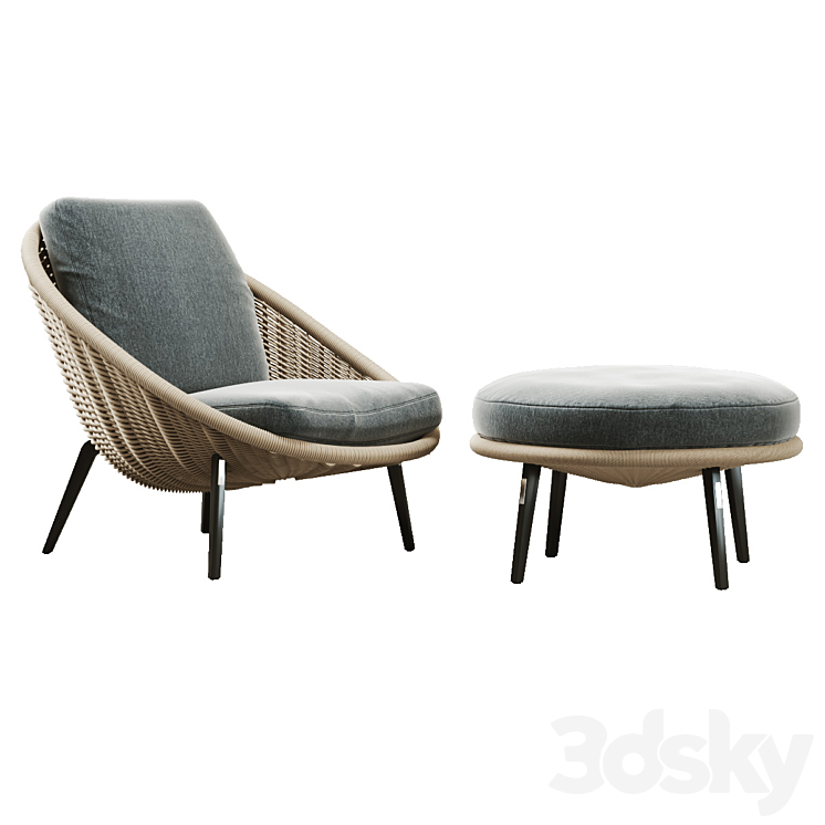 Minotti Lido Cord Outdoor Armchair 3DS Max Model - thumbnail 2