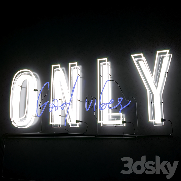Neon Text 05 Good Vibes 3DS Max Model - thumbnail 1
