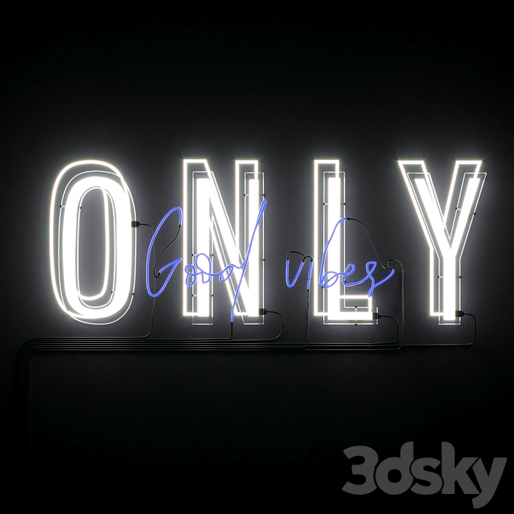 Neon Text 05 Good Vibes 3DS Max Model - thumbnail 2