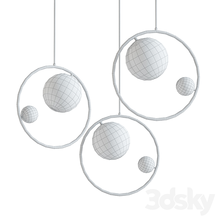 Pendant lamp with two glass balls 3D Model