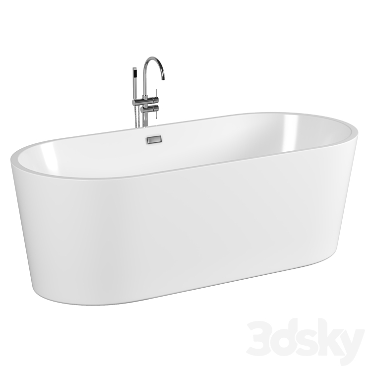 Acrylic bathtub Art & Max AM-525-1700-745 3DS Max - thumbnail 1