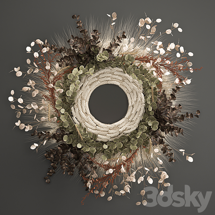 Bouquet wreath wall decor made of wheat dried flower Lunnik. 220. 3DS Max - thumbnail 1