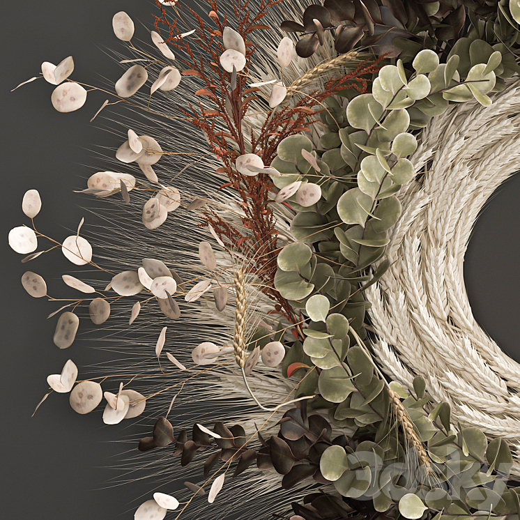 Bouquet wreath wall decor made of wheat dried flower Lunnik. 220. 3DS Max - thumbnail 2