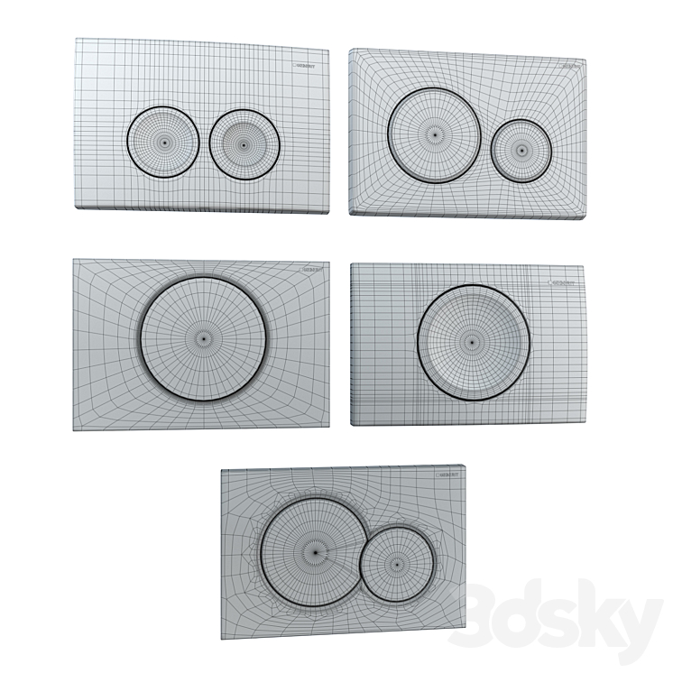 GEBERIT flush plates for installation 5 pcs. (part 1) 3DS Max Model - thumbnail 2
