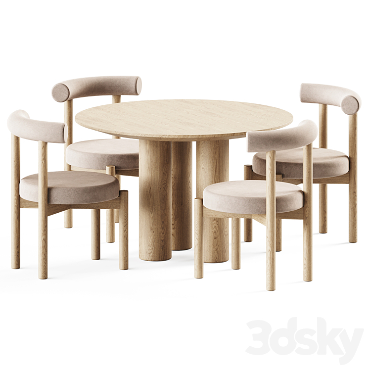 Dining Set Dame Chair and Mojave Table by Lulu and Georgia 3DS Max - thumbnail 1