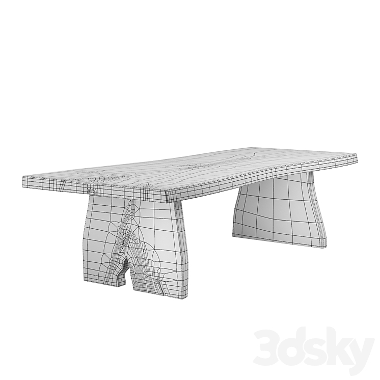 Arka Living – Houston Live Edge Solid Wood Table 3DS Max Model - thumbnail 2