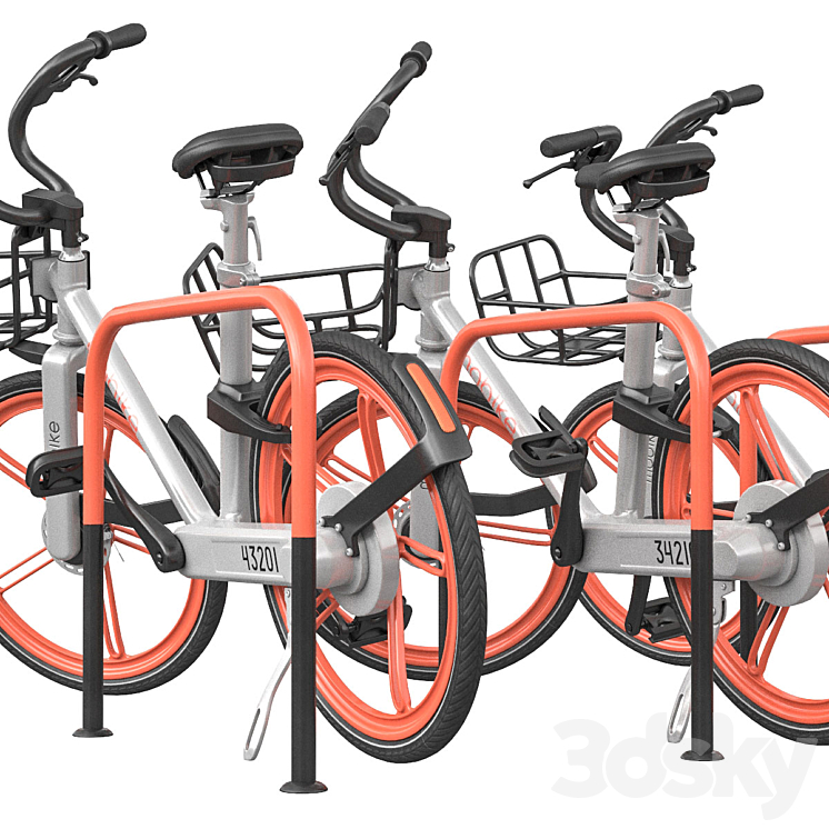 Bicycles in the parking area 3D Model