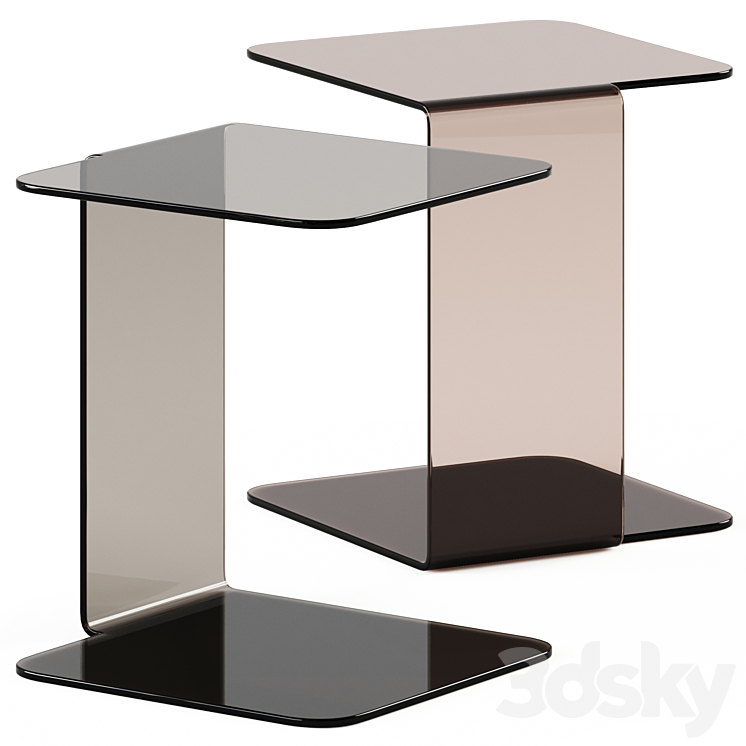 Glass Side Table Shell by Sovet italia \/ Glass side table 3DS Max - thumbnail 1