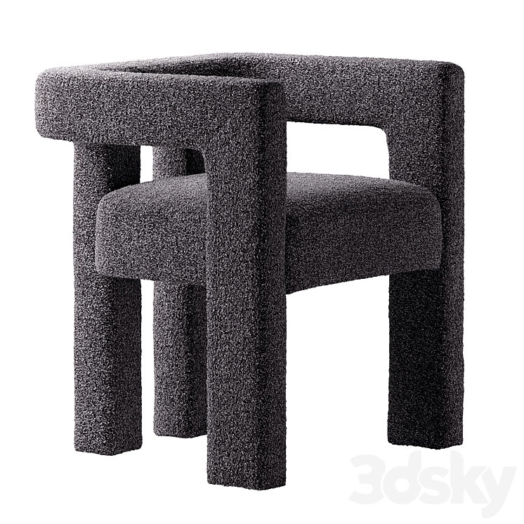 CB2 Stature Black Chair 3DS Max Model - thumbnail 1