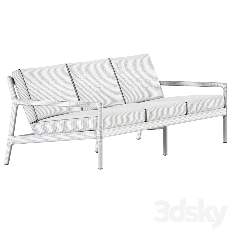 Teak Jack outdoor sofa 3 seater by Ethnicraft \/ Three-seater sofa 3DS Max Model - thumbnail 2