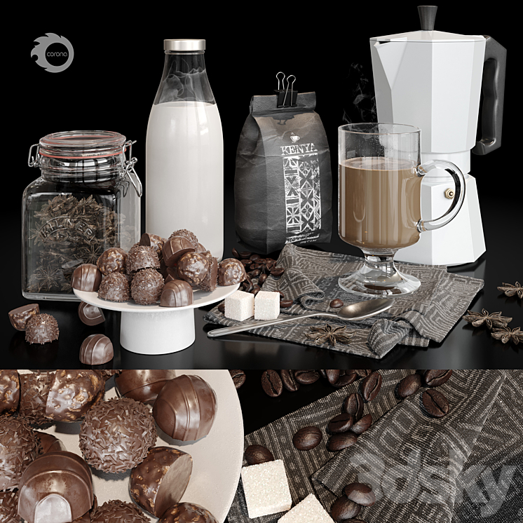 Coffee with milk 3D Model