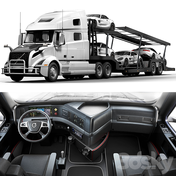 volvo vnl _ benz gt 3D Model Free