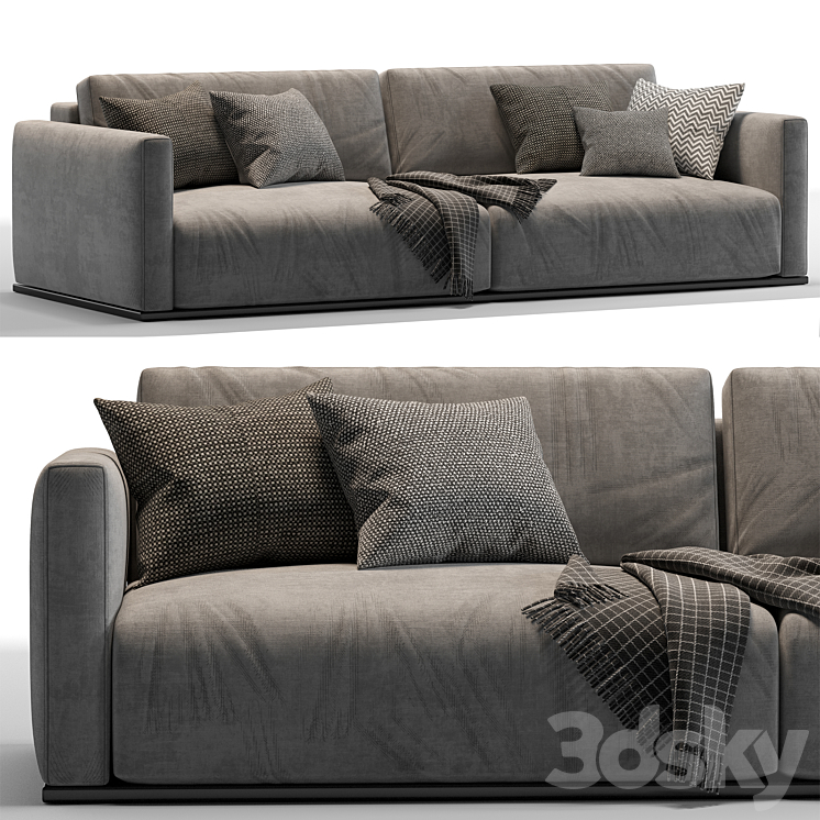 Minotti Torri 2 seat sofa 3DS Max Model - thumbnail 1