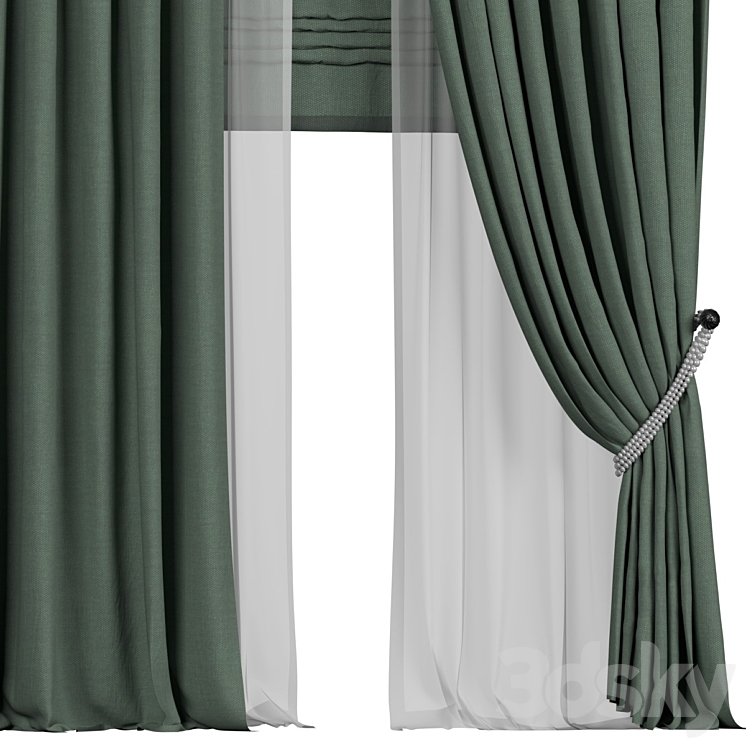 Tulle and roman curtains in the back 3DS Max - thumbnail 2