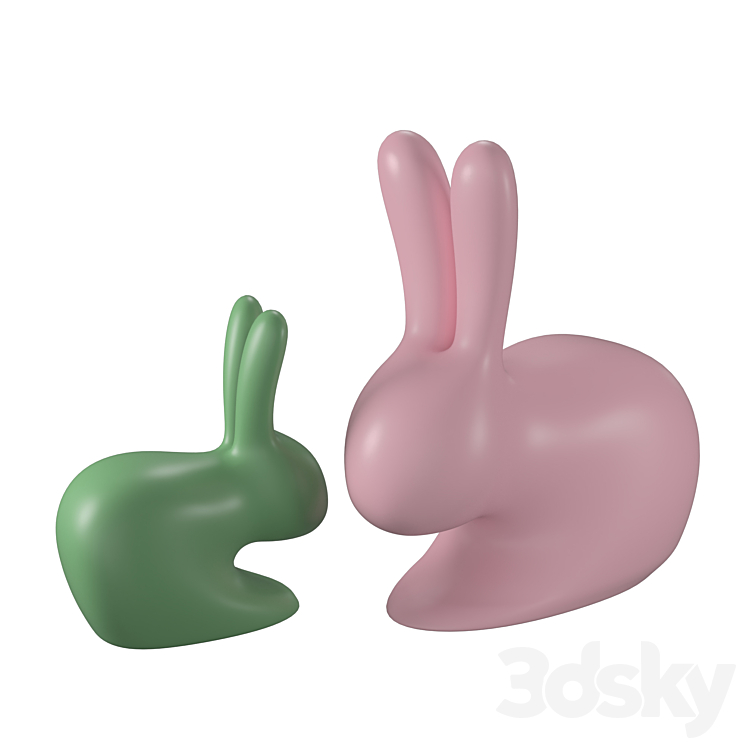 Qeeboo Rabbit Chair and Rabbit Tree 3DS Max Model - thumbnail 2