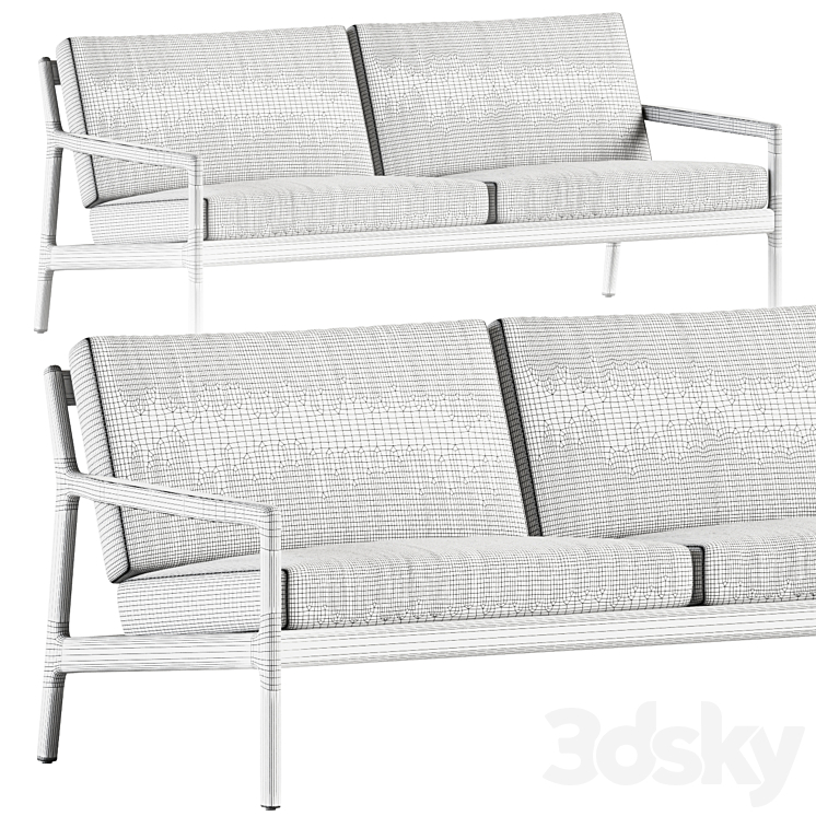Teak Jack outdoor sofa 2 seater by Ethnicraft \/ Double sofa 3DS Max - thumbnail 2