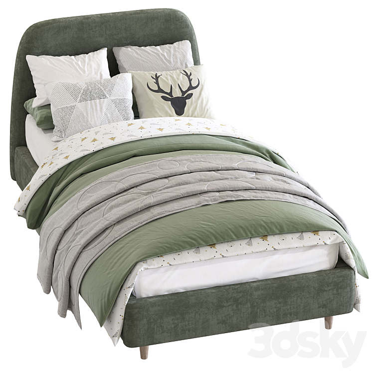 Bed Oatmeal Raelynn Upholstered Bed 217 3DS Max - thumbnail 2