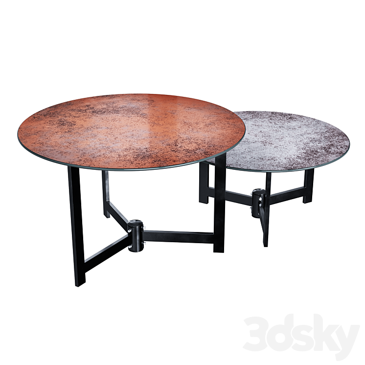 Halmar TWINS set of 2 coffee tables (gray \/ brown) 3DS Max - thumbnail 2