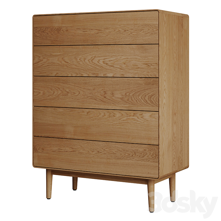Domayne Zara 5Drawer High Chest Sideboard & Chest of drawer 3D model