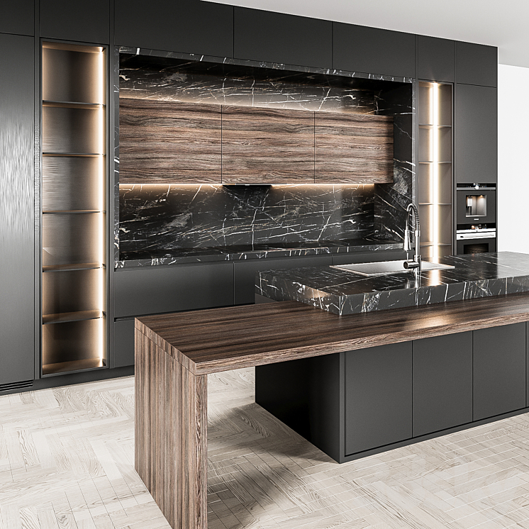 kitchen modern63 black kitchen 3D Model