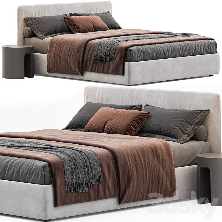 Upholstered Double Bed_bolzan Letti 3DS Max - thumbnail 1