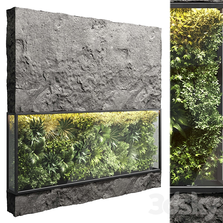collection outdoor plant stand rock vertical garden wall glass bax vase 12 corona 3D Model