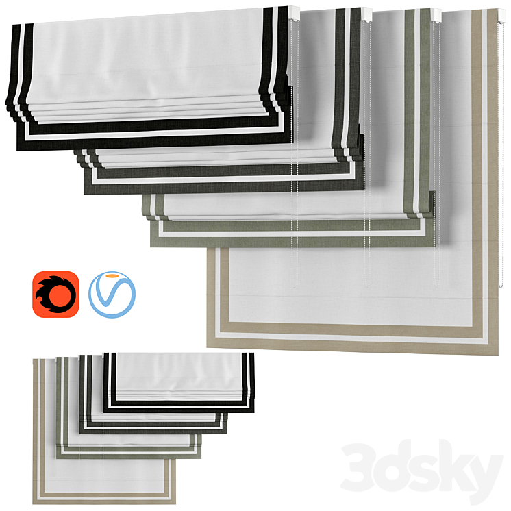 Roman Curtains 155 | BY HARRINGTON | Rows of Ribbon Free Download
