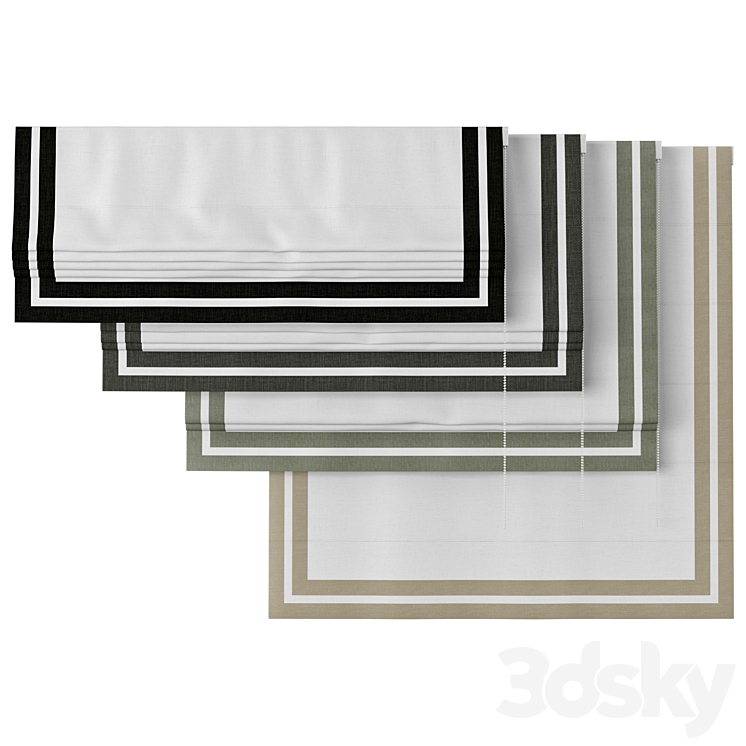 Roman Curtains 155 | BY HARRINGTON | Rows of Ribbon 3D Model Free