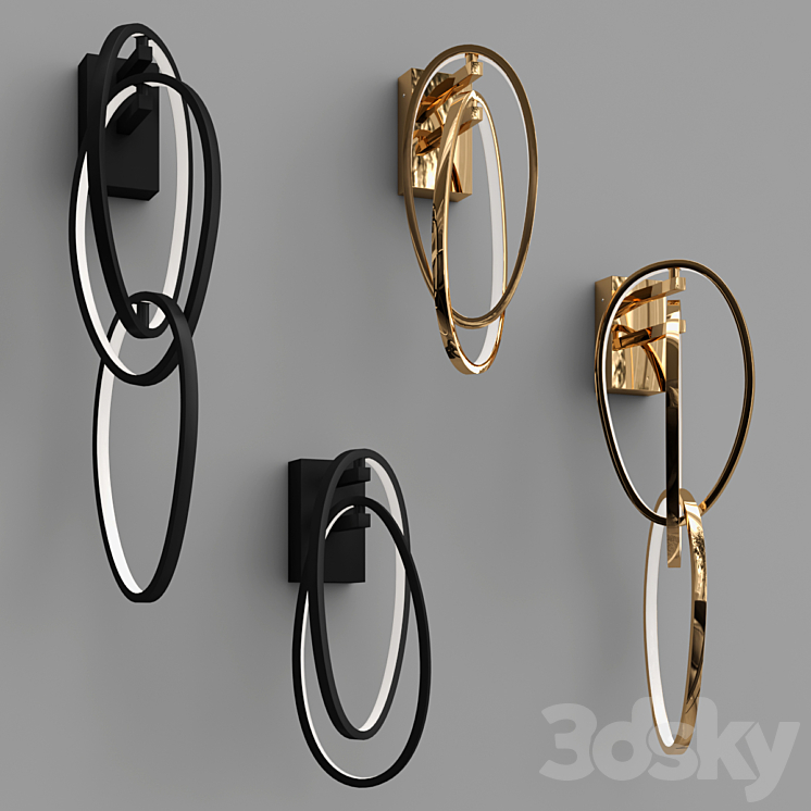 Sconce 3 Chain Link Gold 3D Model