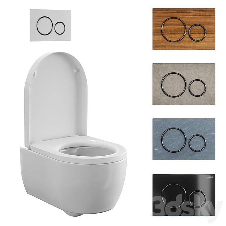 Toilet wall mounted Geberit iCon 3DS Max Model - thumbnail 2