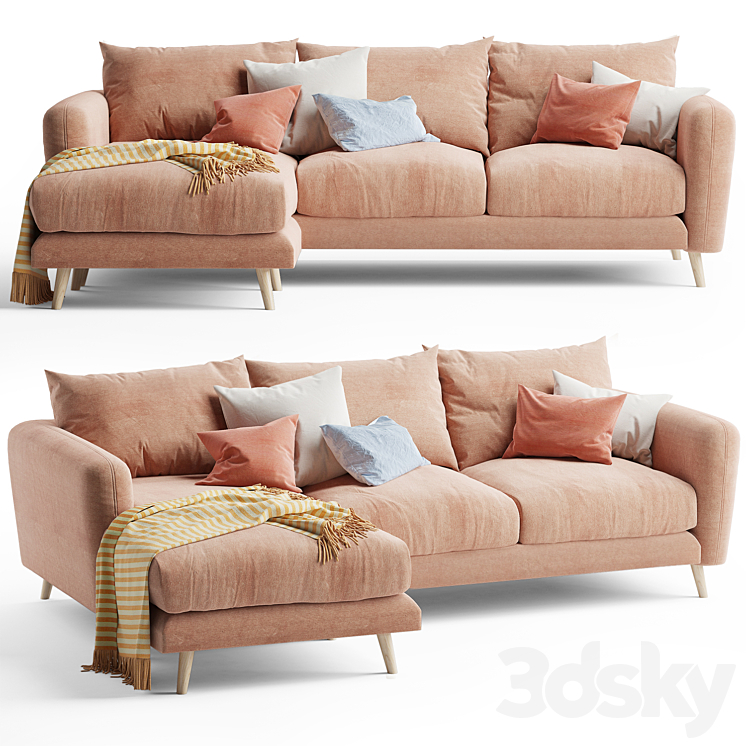 Squishmeister sofa chaise 3DS Max Model - thumbnail 1