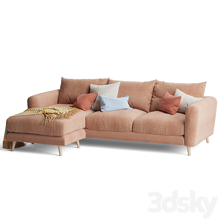 Squishmeister sofa chaise 3DS Max Model - thumbnail 2