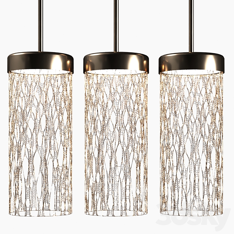 Pendant lamp made of metal from three shades 3DS Max Model - thumbnail 1
