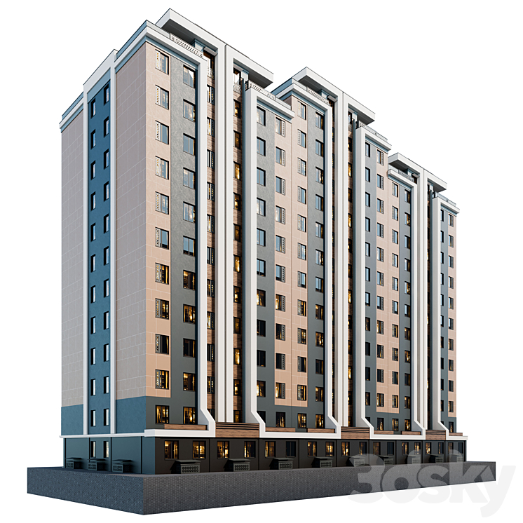 Residential building 12 floors 3DS Max - thumbnail 1