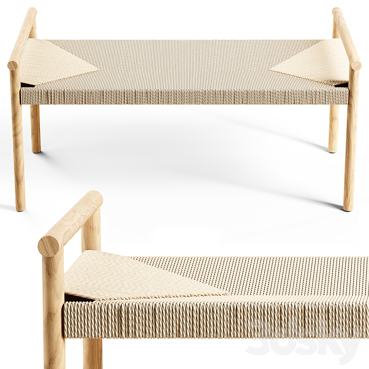 Zara Home – The braided bench – Large 3DS Max - thumbnail 1