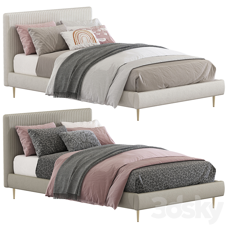 Roar \/ Rabbit Pleated Upholstered Bed 218 3DS Max Model - thumbnail 1