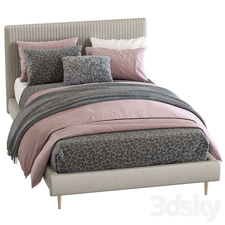Roar \/ Rabbit Pleated Upholstered Bed 218 3DS Max Model - thumbnail 2