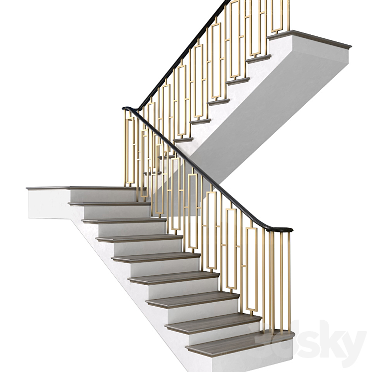 Modern staircase in Art Deco style. 3D Model