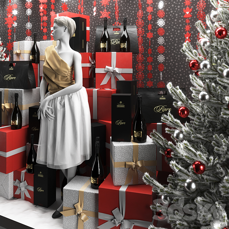 Wine shop showcase 3D Model Free