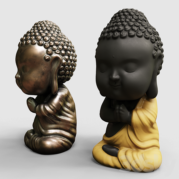 Baby buddha figurine 3DS Max Model - thumbnail 2