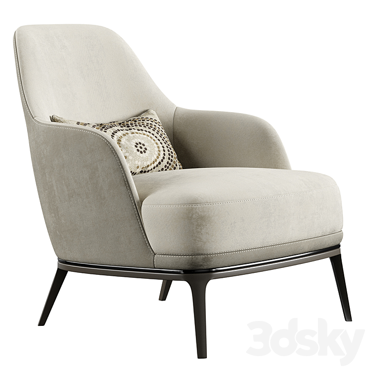 Poly M Armchair 3DS Max Model - thumbnail 1