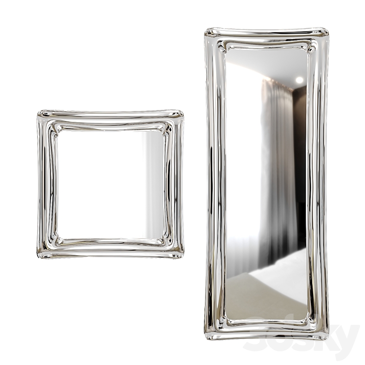 Wall mirror Sinuo modern mirror by Riflessi 3DS Max - thumbnail 1