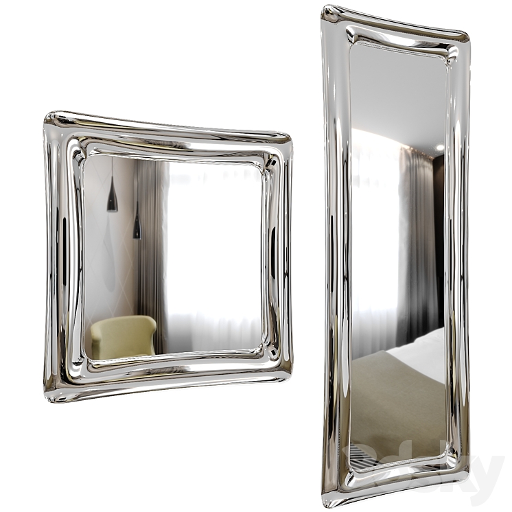 Wall mirror Sinuo modern mirror by Riflessi 3DS Max - thumbnail 2