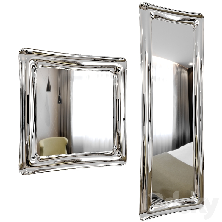 Wall mirror Sinuo modern mirror by Riflessi 3D Model Free
