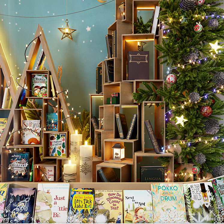 New Year's showcase of the book store 3D Model
