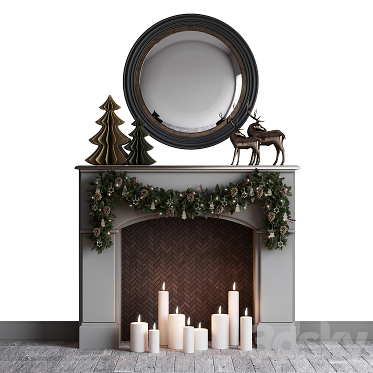 christmas mood fireplace 3DS Max Model - thumbnail 1