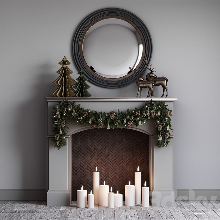 christmas mood fireplace 3DS Max Model - thumbnail 2