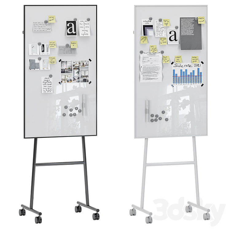 Lintex One Whiteboards with a black or white stand 3DS Max - thumbnail 1